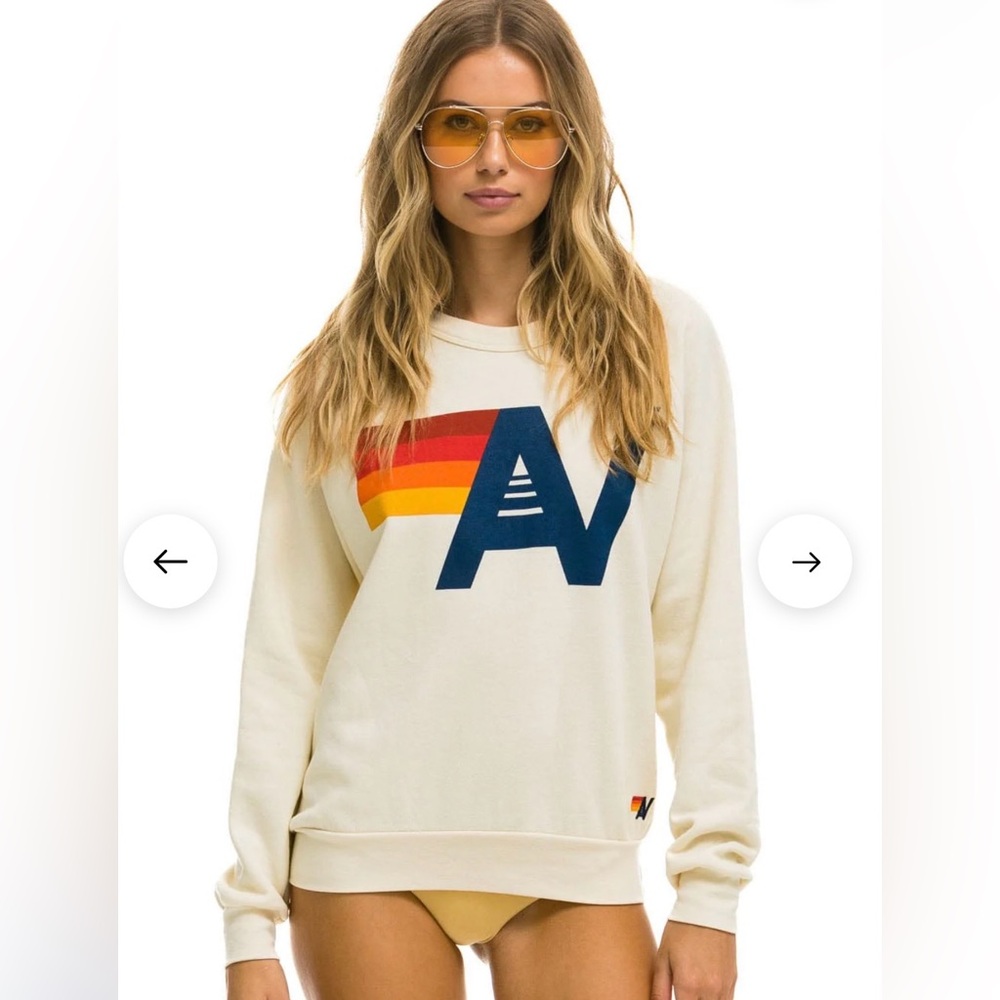 BRAND NWT! AVIATOR NATION LOGO SWEATSHIRTS VINTAGE WHITE - UNISEX SIZE M